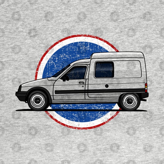 The iconic white van with french circle background by jaagdesign